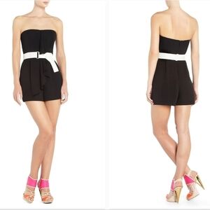 Bcbgmaxazria Runway Mina Romper Sz 2 Ruffle Black